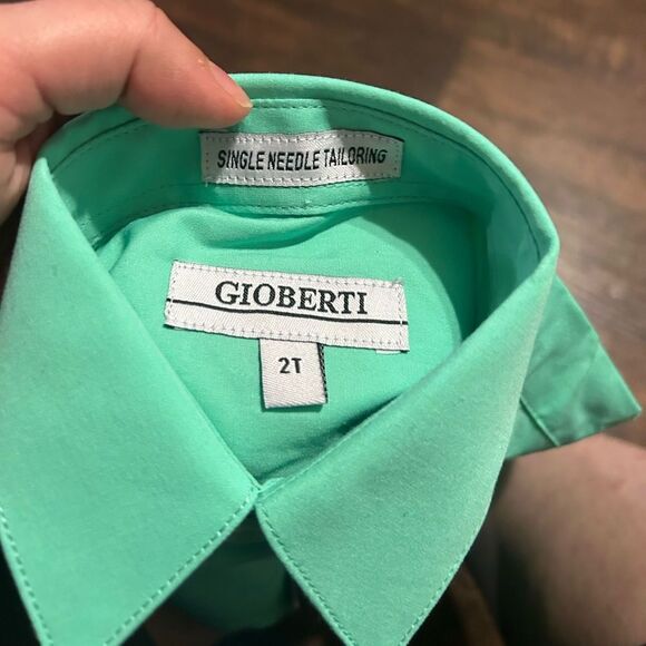 Toddler Boys Gioberti Mint Green Dress Shirt NWT - Picture 2 of 3